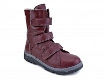 285б (22-31) Аквелла (Akwella), ботинки  детские ортопедические с высоким берцем, демисезонные, ворсин, кожа, бордовый в Волгограде