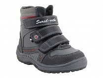 А43-037 Сурсил (Sursil-Ortho), ботинки детские ортопедические с высоким берцем, зимние, натуральный мех, кожа, черный, красный в Волгограде