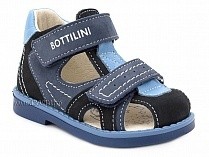 SO-096-8 Боттилини (Bottilini), сандалии детские закрытые ортопедические профилактические, нубук, синий, голубой 