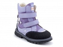 504 (26-30) Твики (Twiki) ботинки детские зимние ортопедические профилактические, кожа, нубук, натуральная шерсть, сиреневый в Волгограде