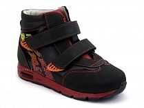 092-11 Бос (Bos), ботинки детские ортопедические профилактические, не утепленные, кожа, нубук, черный, красный в Волгограде
