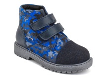 201-721 (26-30) Бос (Bos), ботинки детские утепленные профилактические, байка,  кожа,  синий, милитари в Волгограде