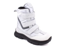 2750-1МК (31-36) Миниколор (Minicolor), ботинки зимние детские ортопедические профилактические, мембрана, нубук, натуральный мех, белый, серебристый 