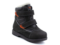 151-13   Бос(Bos), ботинки детские зимние профилактические, натуральная шерсть, кожа, нубук, черный, оранжевый в Волгограде