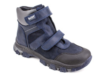 0034-600-194-687-213 (31-36) Джойшуз (Djoyshoes) ботинки детские зимние ортопедические профилактические, натуральный мех, кожа, темно-синий, черный 