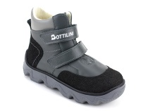 BL-271(3) Боттилини (Bottilini), ботинки  детские демисезонные ортопедические профилактические, кожа, байка, серый в Волгограде